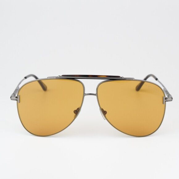 NEW Tom Ford FT1018/S 08E BRADY Anthracite Silver Brown Pilot Unisex Sunglasses - Picture 2 of 11